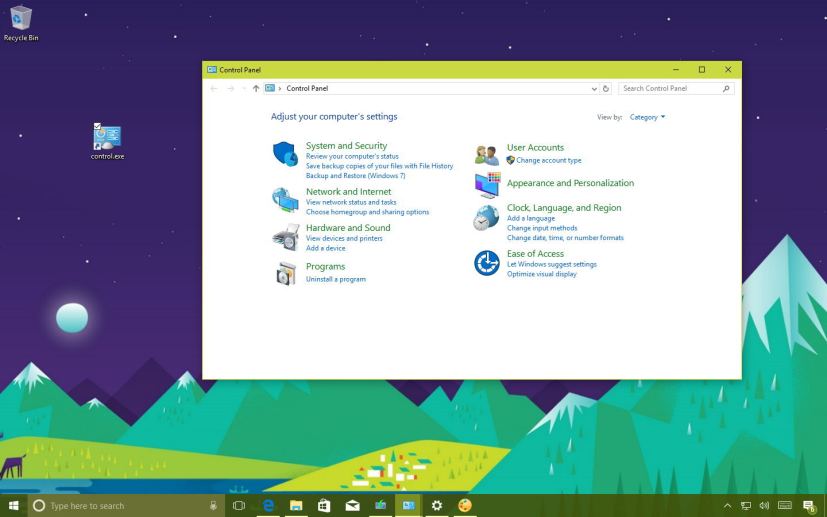 Open Control Panel on Windows 10