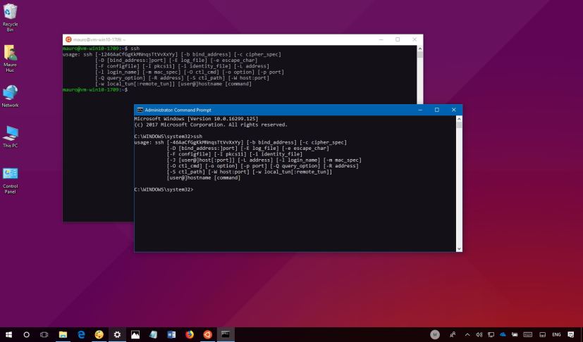 OpenSSH on Windows 10