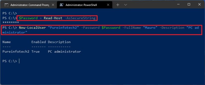 PowerShell create account