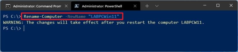 PowerShell rename computer command