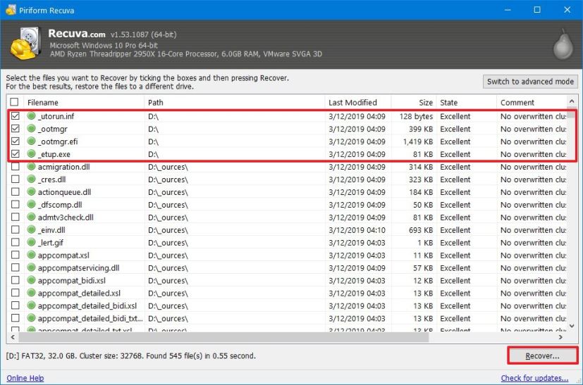 Recover deleted files on Windows 10