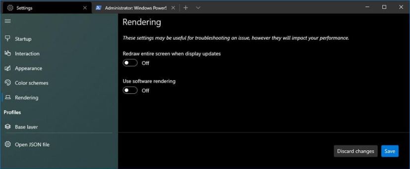 Windows Terminal Rendering settings