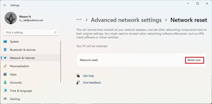 Windows 11 reset WiFi adapter