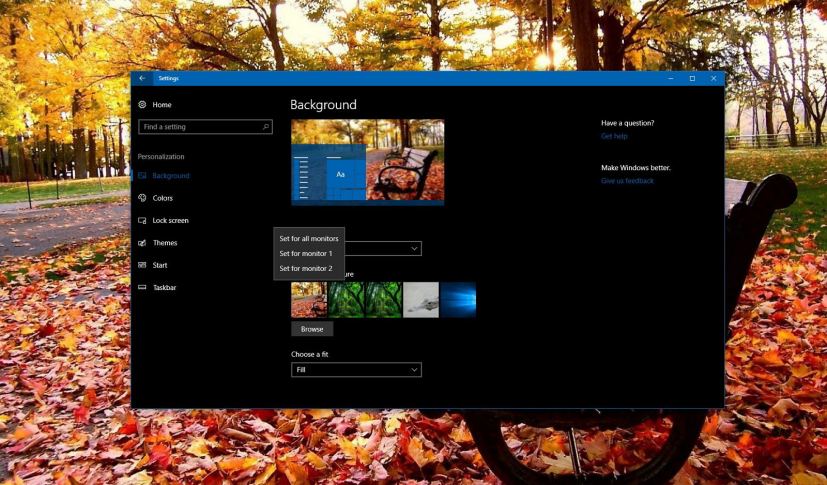 Second monitor background settings on Windows 10