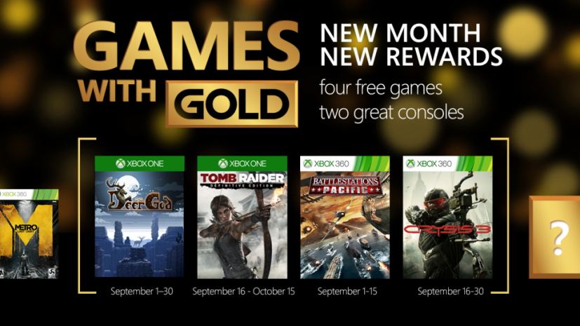 September 2015 Xbox One and Xbox 360 free games with Gold