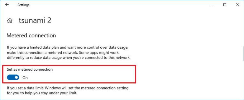 Set Ethernet as metered