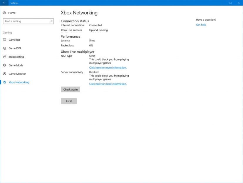 Xbox Networking settings