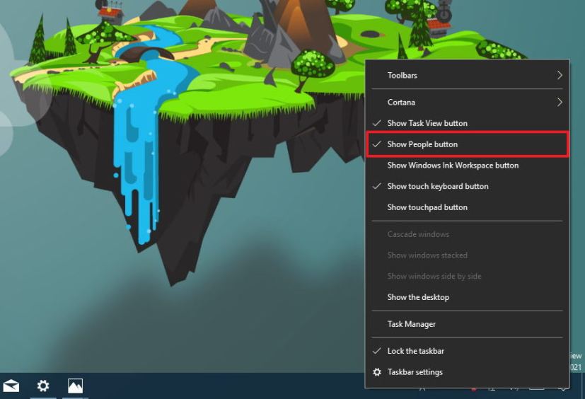 Show People button on Windows 10