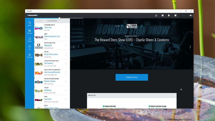 SiriusXM app for Windows 10