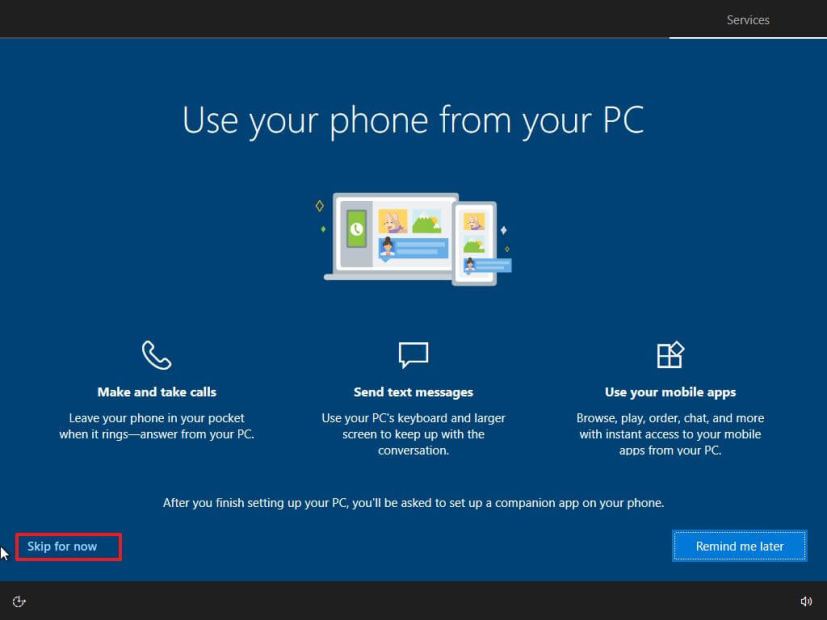 OOBE skip phone link to PC