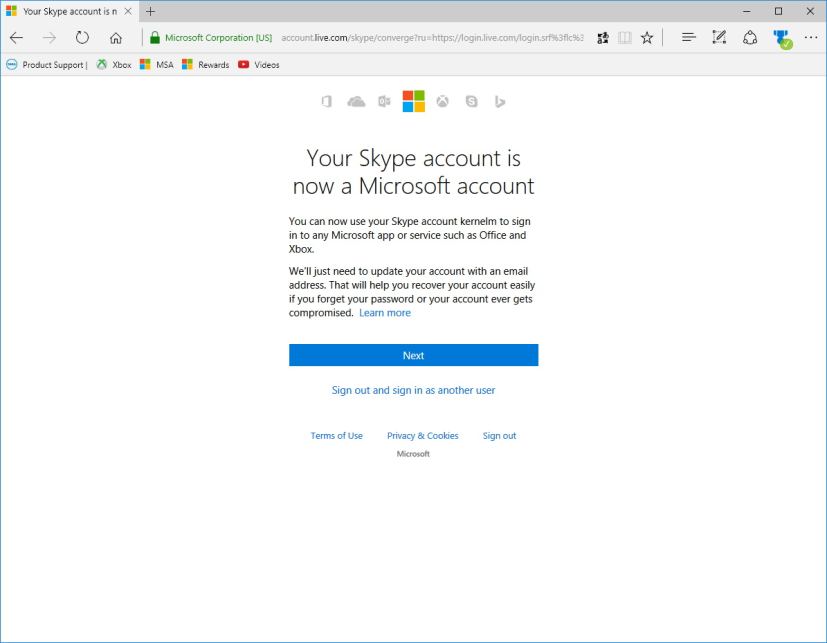 Your Skype account is now a Microsoft account