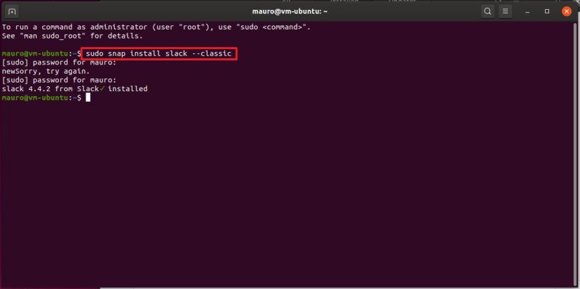 Linux command to install Slack