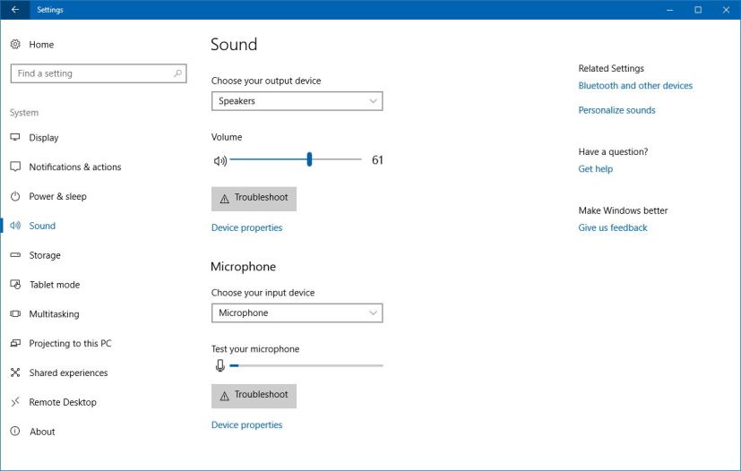 Sound settings