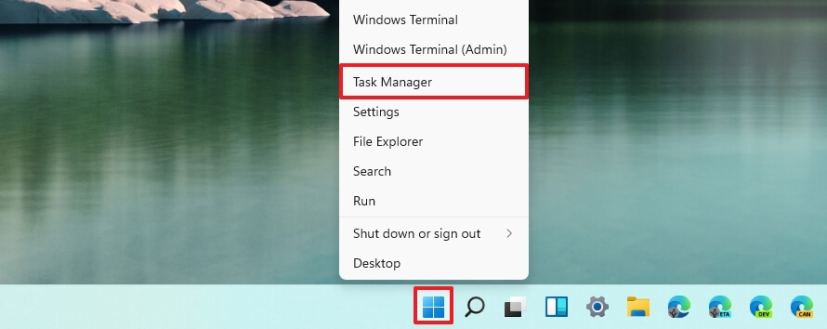 Start button context menu