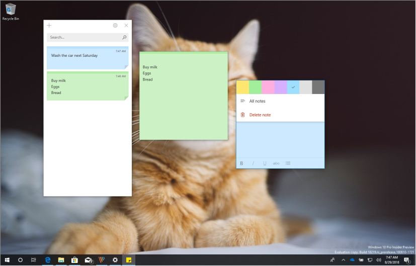 Sticky Notes 3.0 features for Windows 10