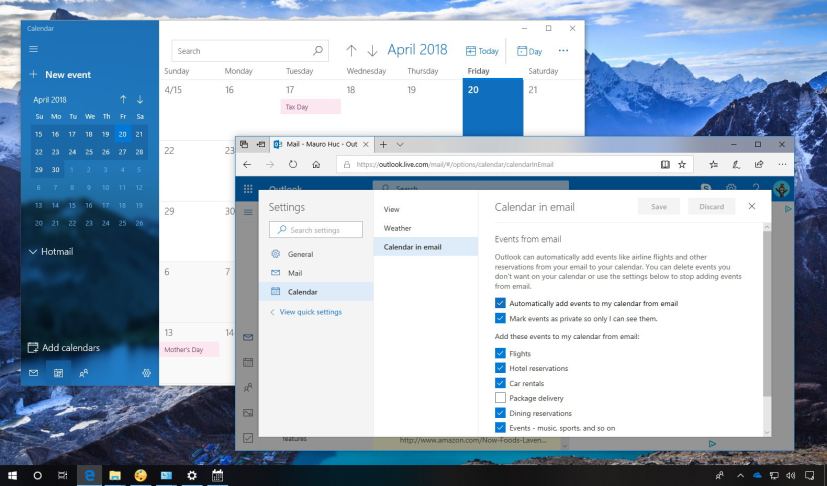 Disable Outlook calendar events from emails