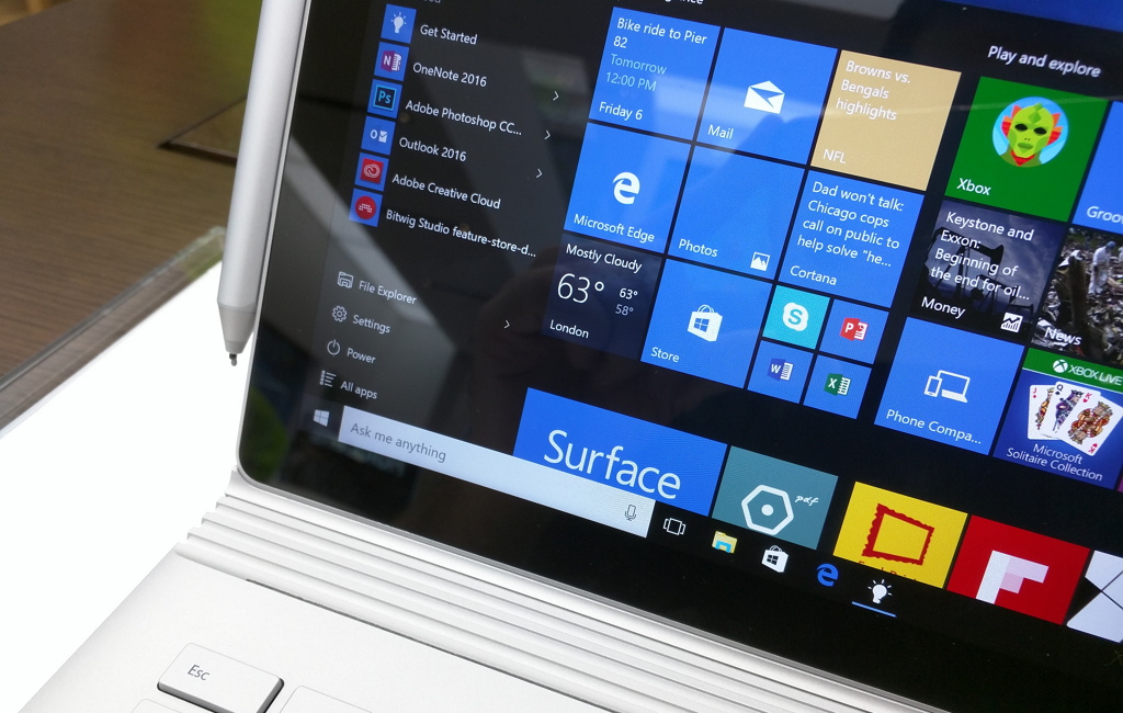 Surface Book with Cortana on the Windows 10 taskbar