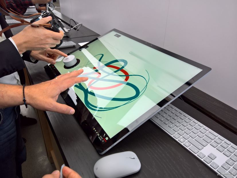 Surface Dial on the Surface Studio screen