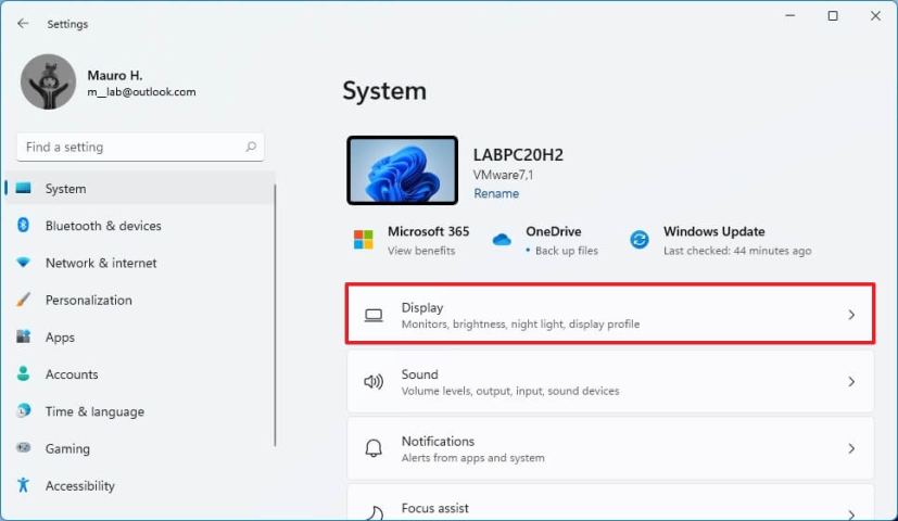 Display settings