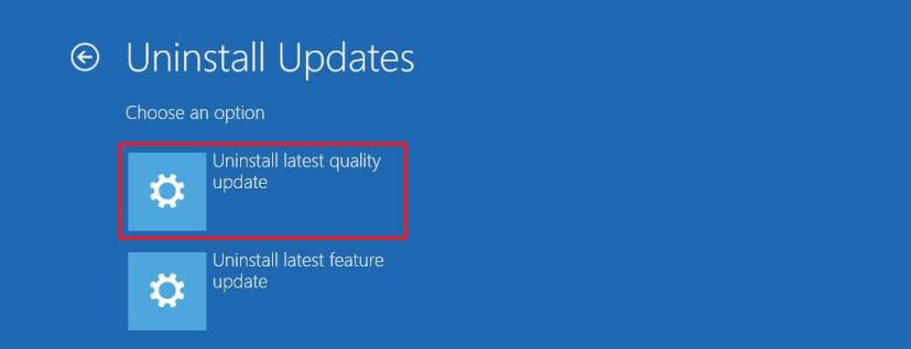 Uninstall latest quality updates