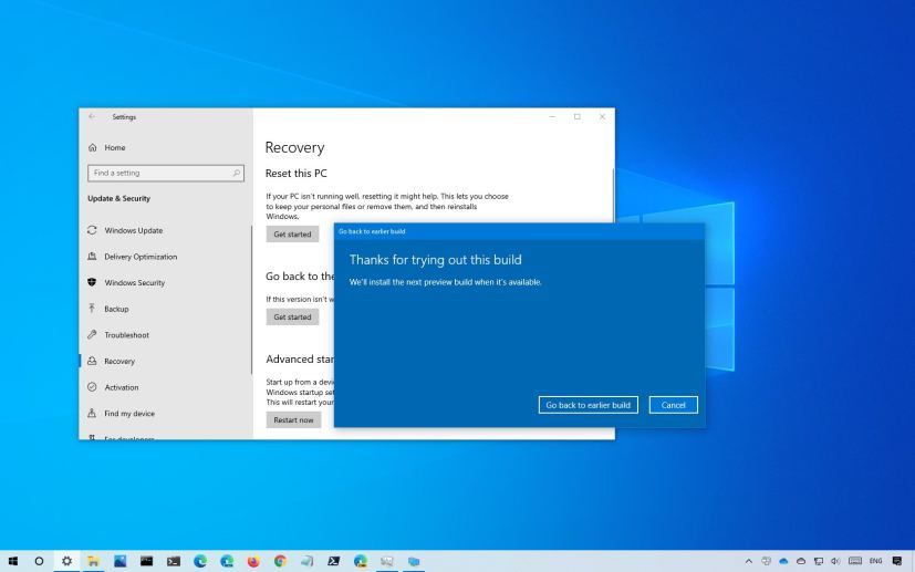 Uninstall Windows 10 20H2