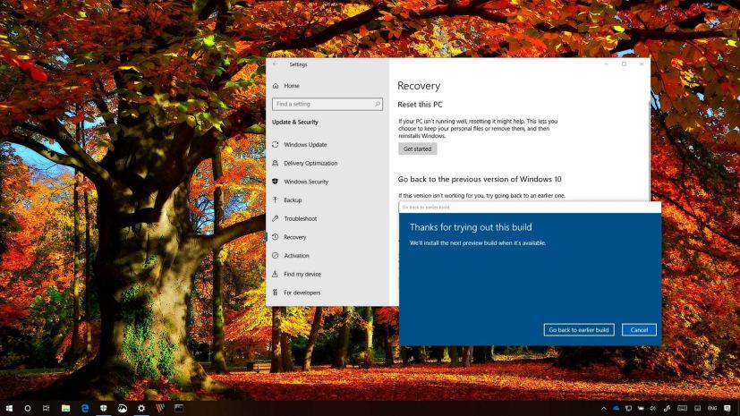 Uninstall Windows 10 October 2018 Update (version 1809)