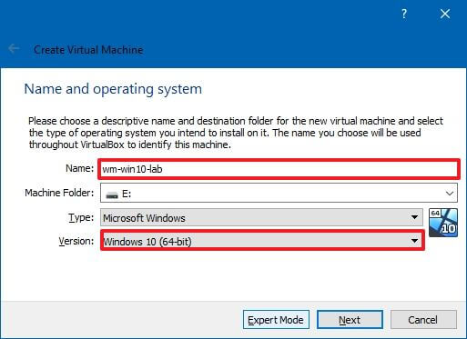 Virtual machine OS settings