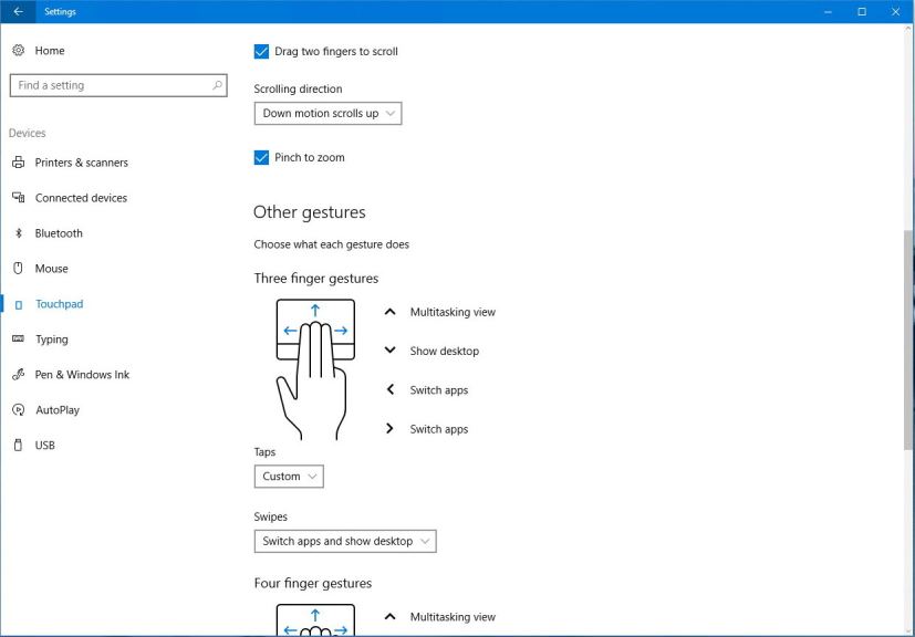 Virtual touchpad settings on Windows 10