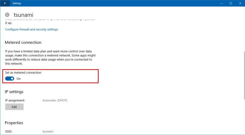 Wi-Fi metered connection option