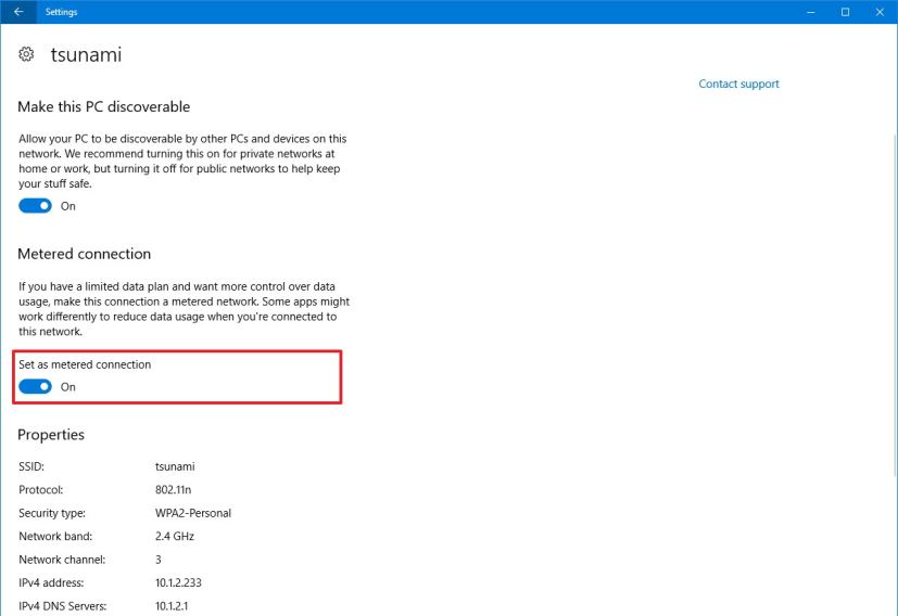 Set Wi-Fi connection as metered