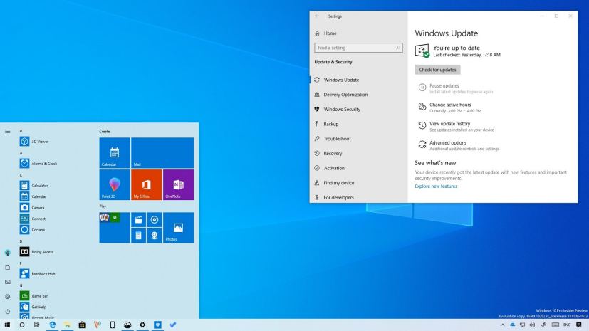 Windows 10 build 18282 with light theme