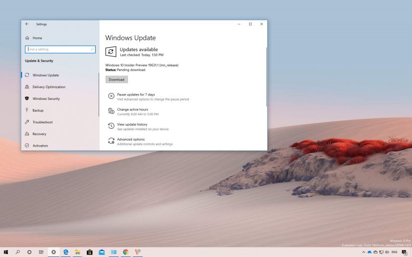 Windows 10 build 19631 download