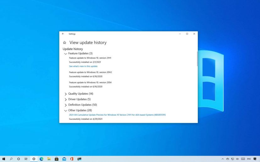 Windows 10 May 2021 Update installed