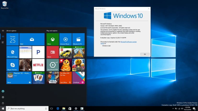 Windows 10 build 14955