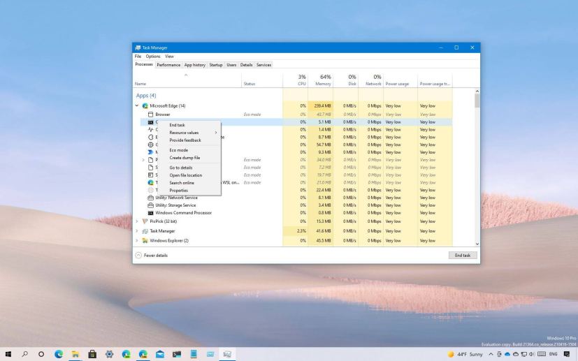 Windows 10 Eco mode option