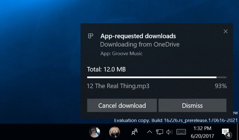 File download notification