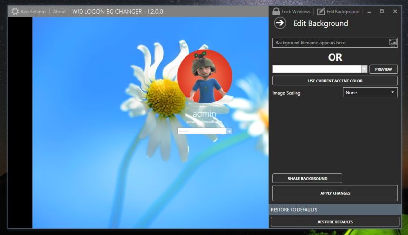 Changing the Windows 10 default logon background