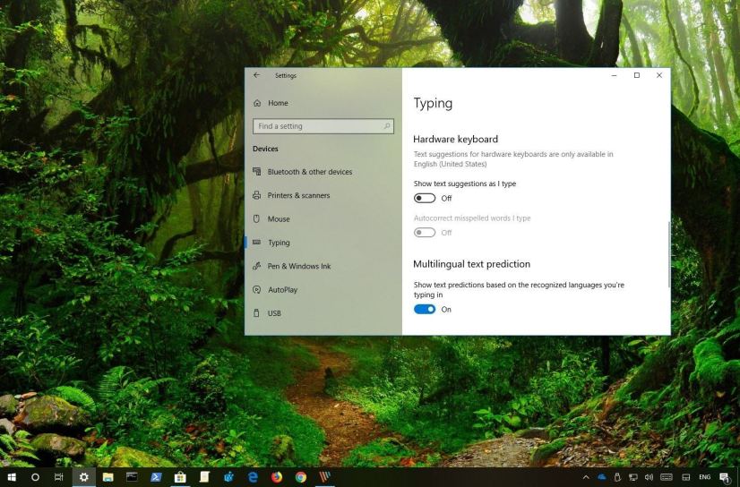 Multilingual text prediction settings on Windows 10