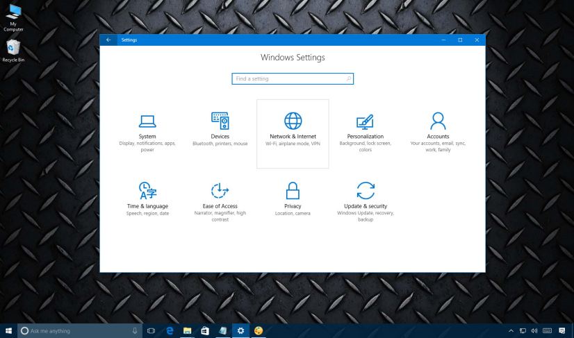 Windows 10 Network & Internet settings