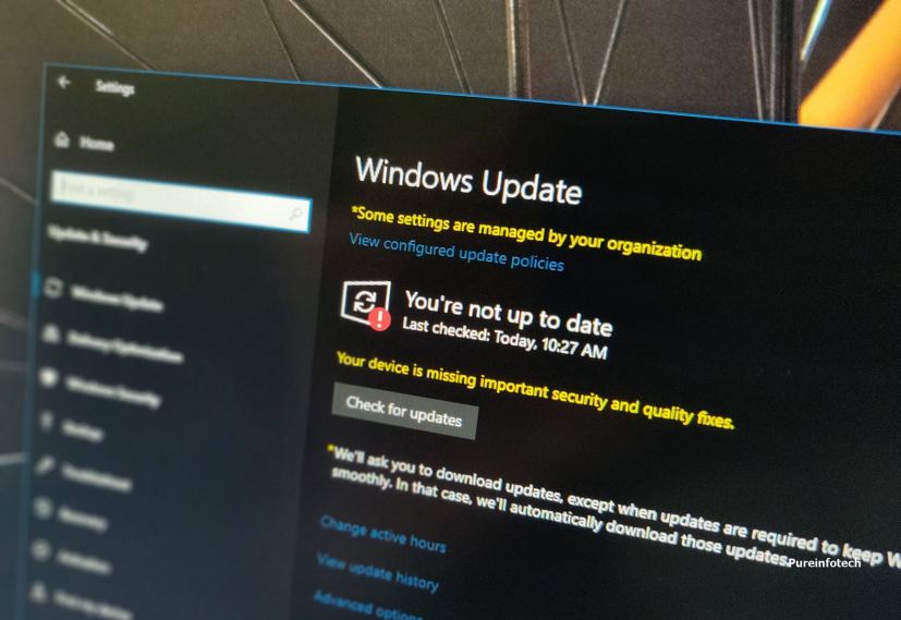 Windows 10 updates settings