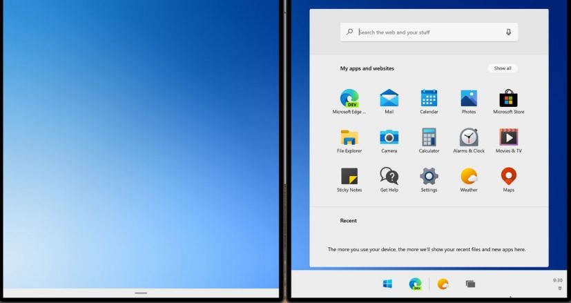 Windows 10X Start menu