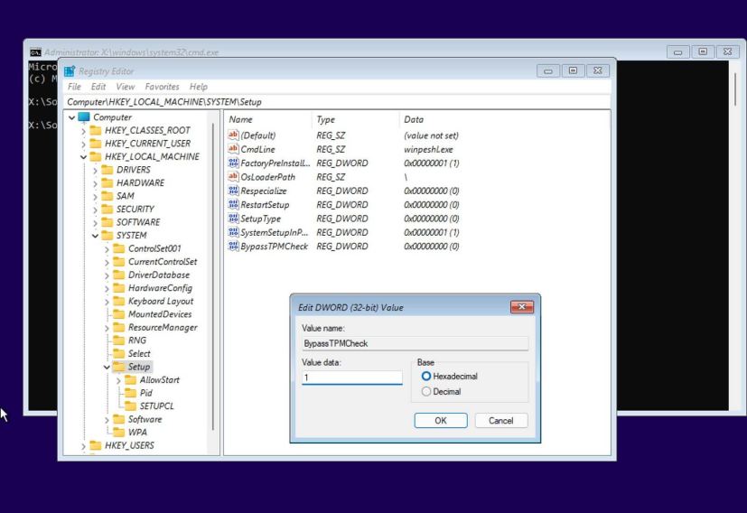 Windows 11 bypass TPM via Registry
