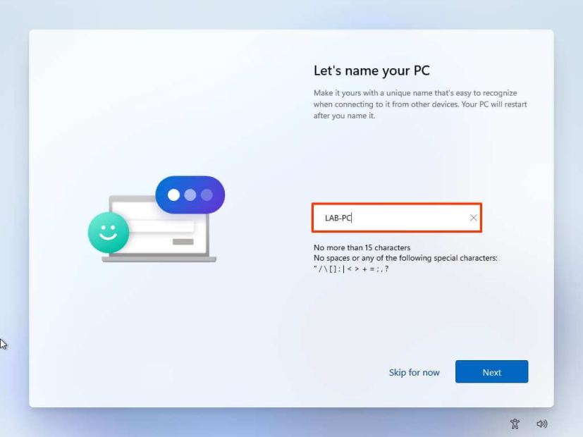 Windows 11 OOBE name PC