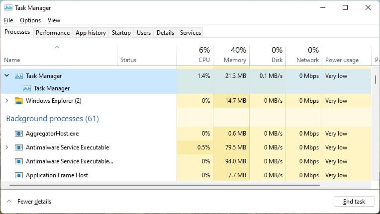 Windows 11 Task Manager