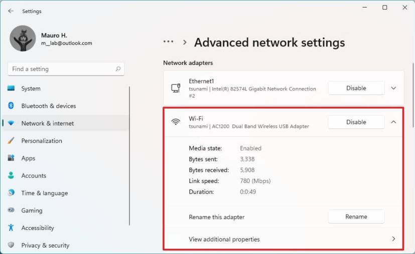 WiFi status info