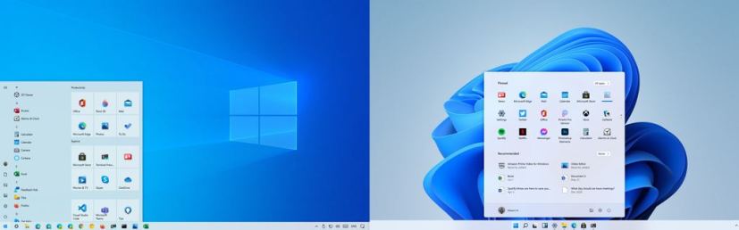 Class Start menu (left), New Start menu (right)