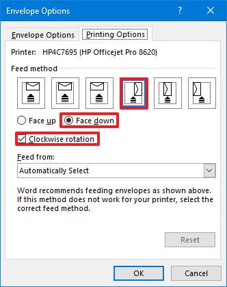 Word letter printing options