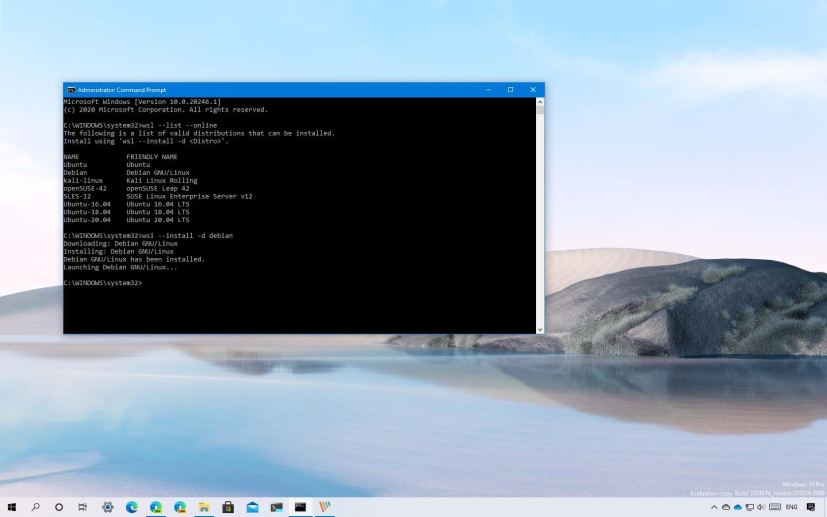 WSL2 quick install on Windows 10