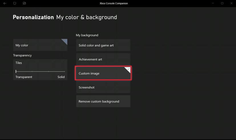 Xbox custom image background