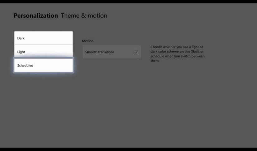qXbox One theme Scheduled option